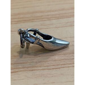 .925 Vintage Sling Back High Heel Shoe Sterling Silver Jewelry Charm